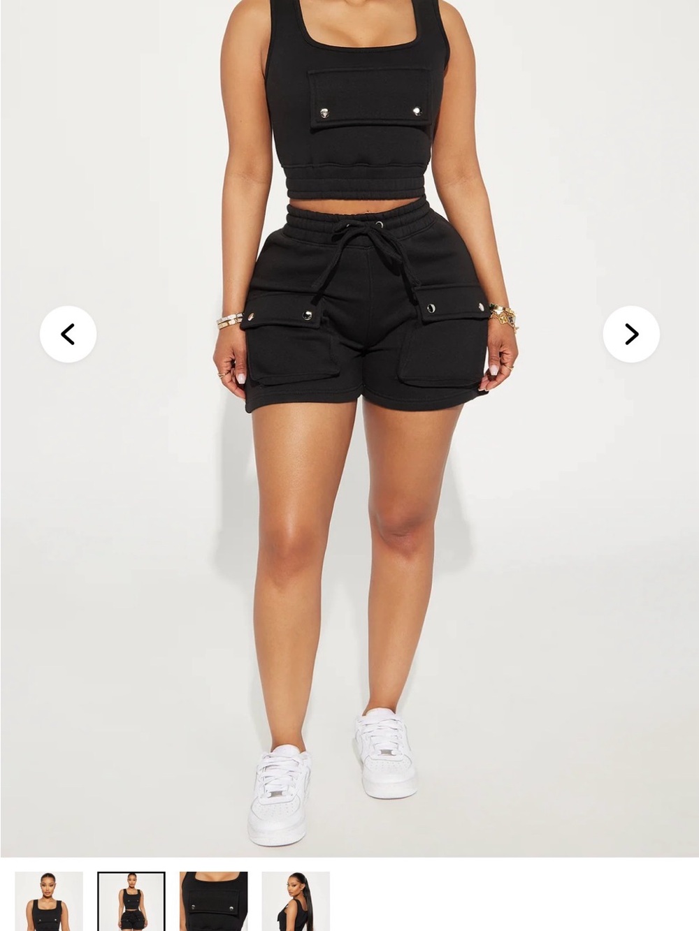 High-Waist Black Cargo Pocket Women’s Shorts